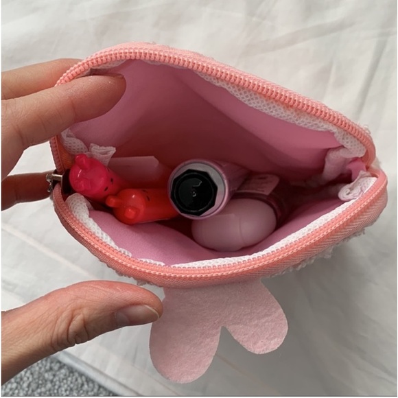 NWT Cozy bunny pouch, pink sherpa, 5”x1”x5” - Picture 8 of 8